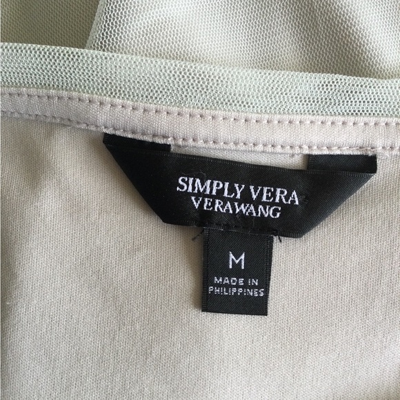 Simply Vera Vera Wang Sheer Mint Top with Floral Details, Size Medium - Picture 4 of 7